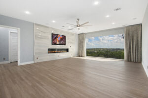 Living room in San Antonio overlooking greenbelt