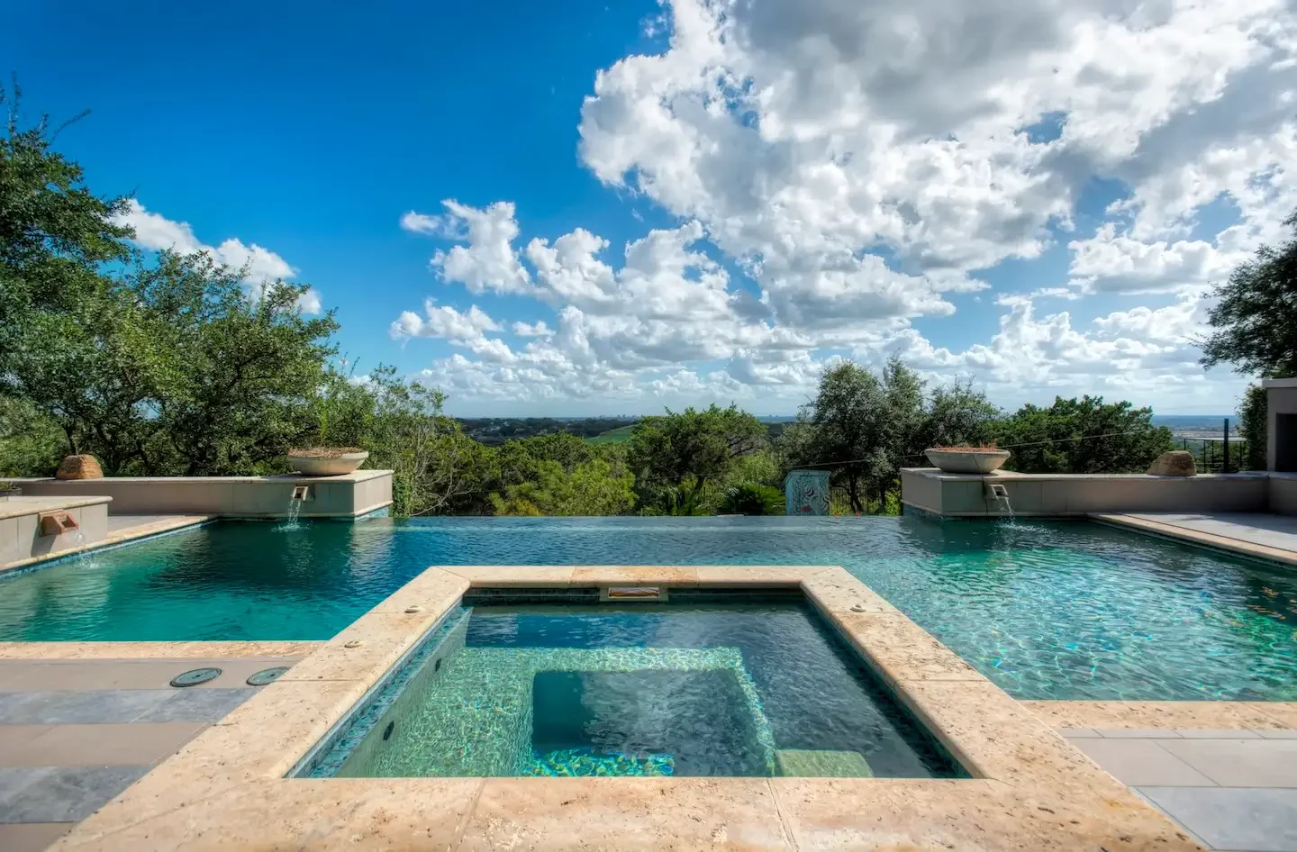 Custom pool with a view of the Texas Hill Country.